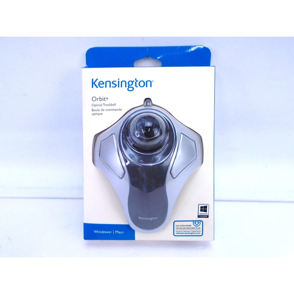 Kensington Orbit Optical Trackball Wired Mouse USB Silver Black NIB Sealed